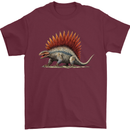 Dimetrodon Dinosaur Mens T-Shirt 100% Cotton Maroon