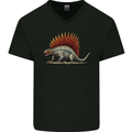 Dimetrodon Dinosaur Mens V-Neck Cotton T-Shirt Black