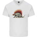 Dimetrodon Dinosaur Mens V-Neck Cotton T-Shirt White