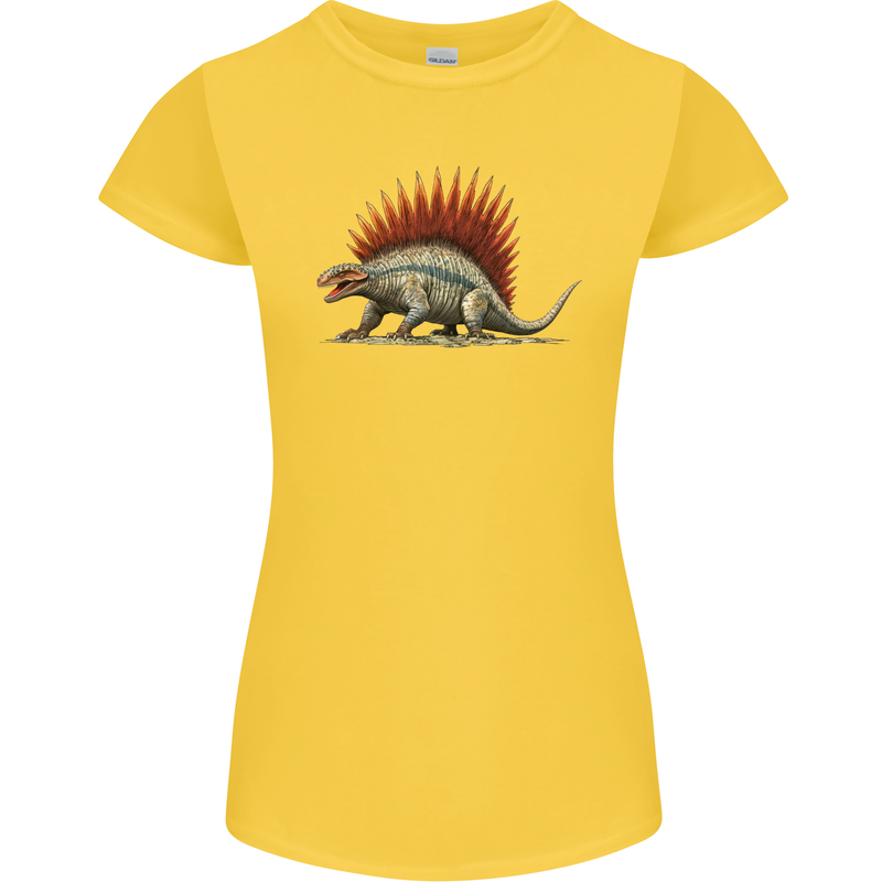 Dimetrodon Dinosaur Womens Petite Cut T-Shirt Yellow