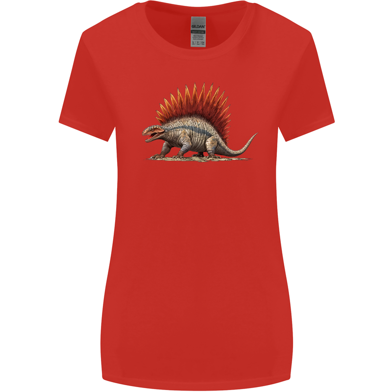 Dimetrodon Dinosaur Womens Wider Cut T-Shirt Red