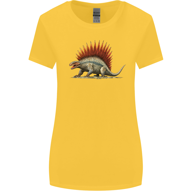 Dimetrodon Dinosaur Womens Wider Cut T-Shirt Yellow