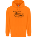 Dinghy Rapids White Water Rafting Whitewater Mens 80% Cotton Hoodie Orange