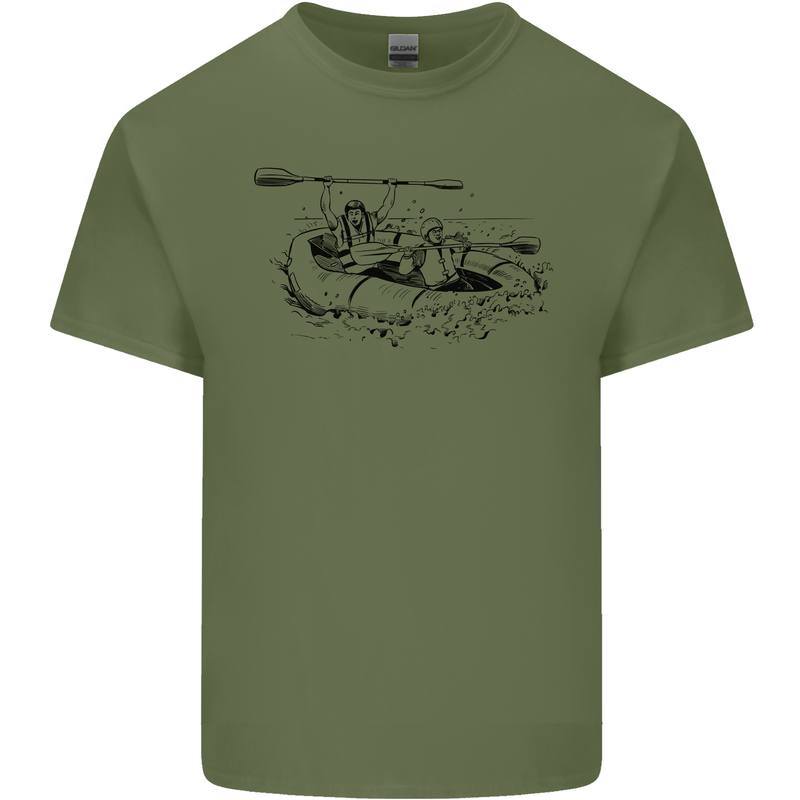 Dinghy Rapids White Water Rafting Whitewater Mens Cotton T-Shirt Tee Top Military Green