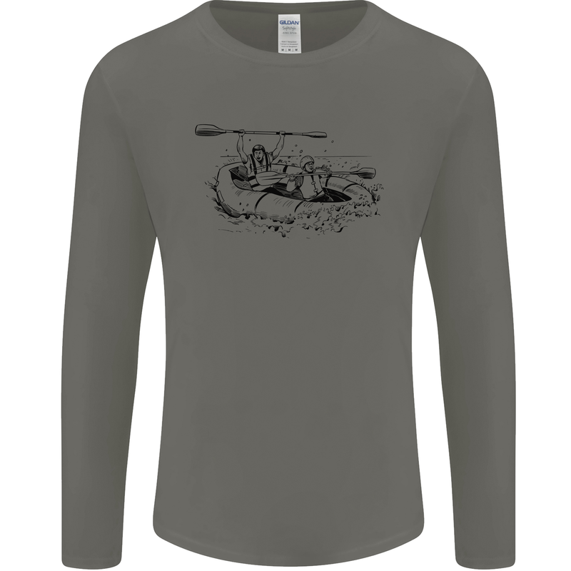 Dinghy Rapids White Water Rafting Whitewater Mens Long Sleeve T-Shirt Charcoal