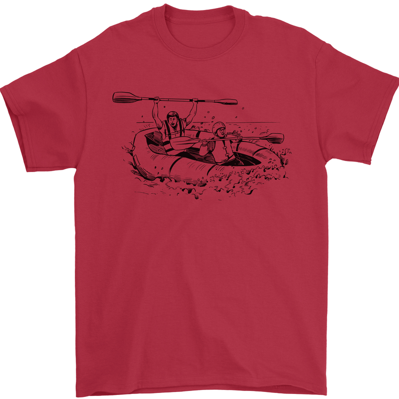 Dinghy Rapids White Water Rafting Whitewater Mens T-Shirt 100% Cotton Red