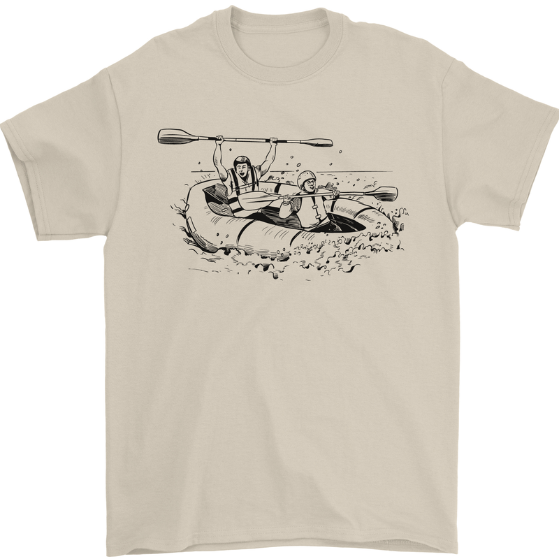 Dinghy Rapids White Water Rafting Whitewater Mens T-Shirt 100% Cotton Sand