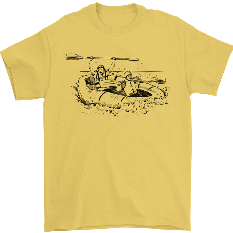 Dinghy Rapids White Water Rafting Whitewater Mens T-Shirt 100% Cotton Yellow