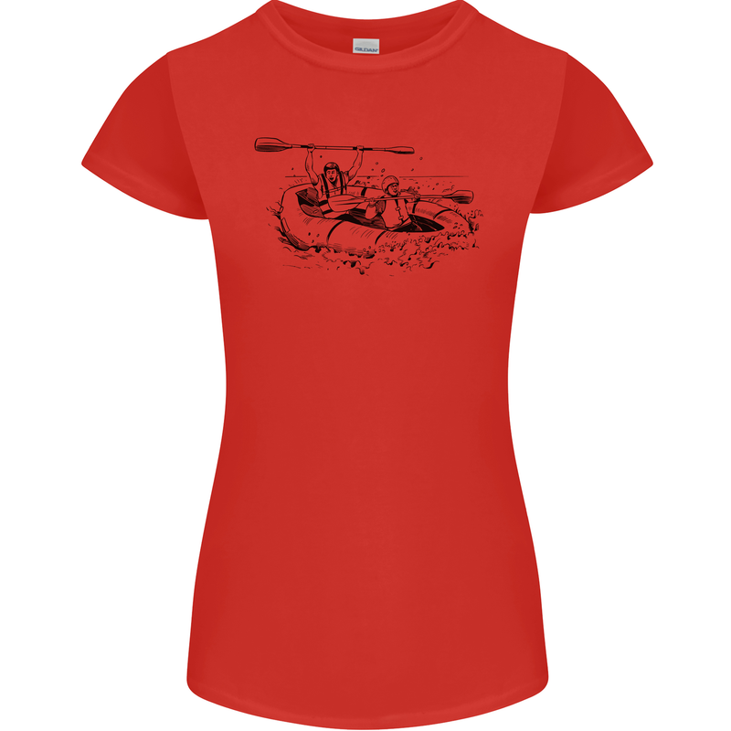 Dinghy Rapids White Water Rafting Whitewater Womens Petite Cut T-Shirt Red