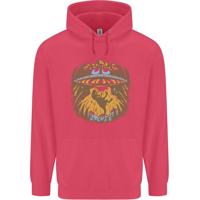 Dinosaur Abduction Aliens UFO T-Rex Childrens Kids Hoodie Heliconia