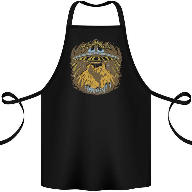 Dinosaur Abduction Aliens UFO T-Rex Cotton Apron 100% Organic Black