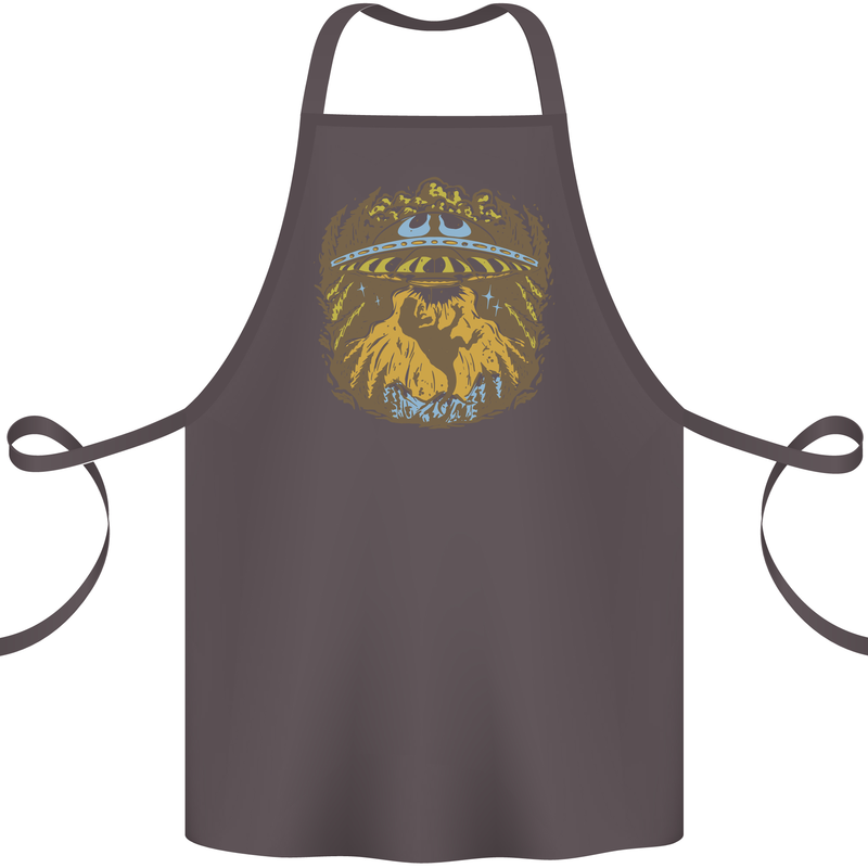 Dinosaur Abduction Aliens UFO T-Rex Cotton Apron 100% Organic Dark Grey