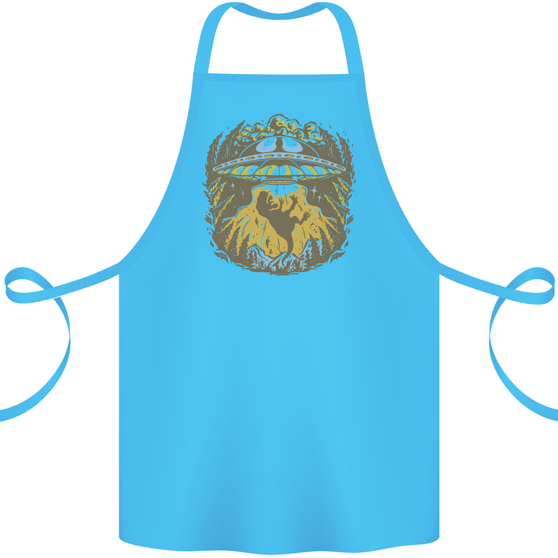 Dinosaur Abduction Aliens UFO T-Rex Cotton Apron 100% Organic Turquoise