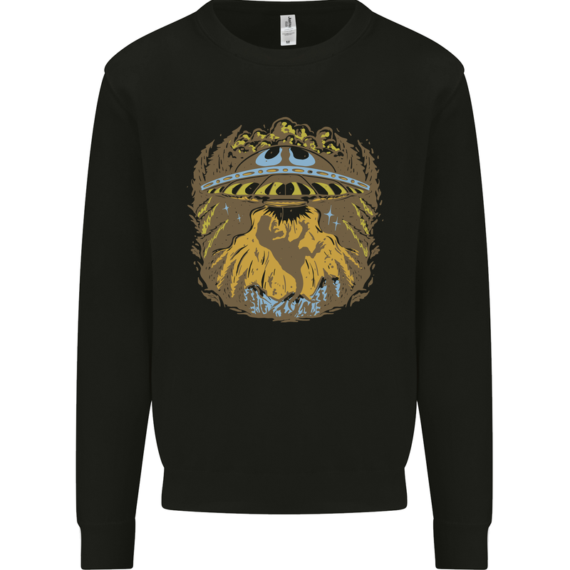 Dinosaur Abduction Aliens UFO T-Rex Kids Sweatshirt Jumper Black