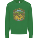 Dinosaur Abduction Aliens UFO T-Rex Kids Sweatshirt Jumper Irish Green