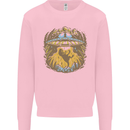 Dinosaur Abduction Aliens UFO T-Rex Kids Sweatshirt Jumper Light Pink