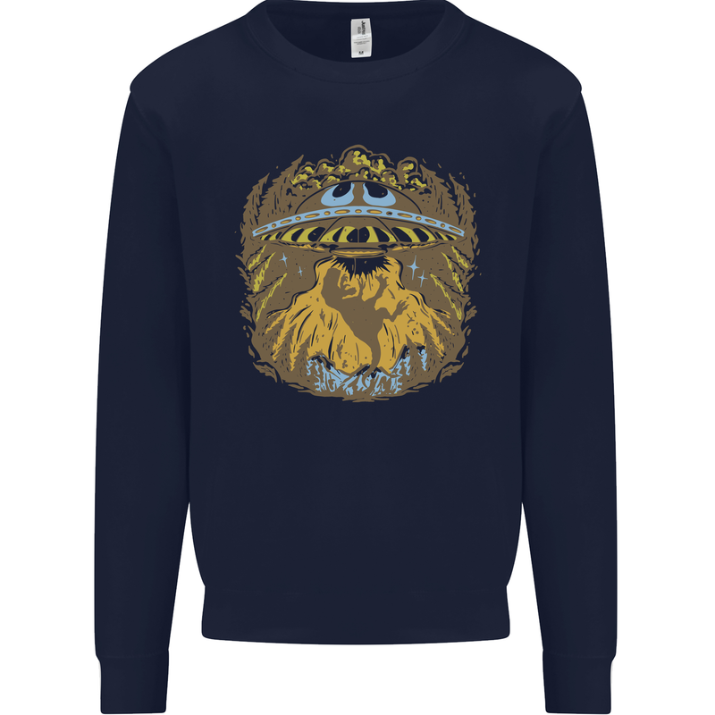 Dinosaur Abduction Aliens UFO T-Rex Kids Sweatshirt Jumper Navy Blue