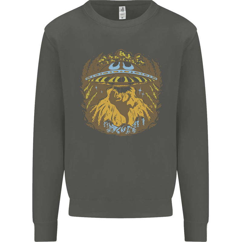 Dinosaur Abduction Aliens UFO T-Rex Kids Sweatshirt Jumper Storm Grey