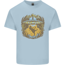 Dinosaur Abduction Aliens UFO T-Rex Mens Cotton T-Shirt Tee Top Light Blue