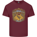 Dinosaur Abduction Aliens UFO T-Rex Mens Cotton T-Shirt Tee Top Maroon