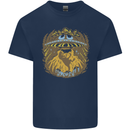 Dinosaur Abduction Aliens UFO T-Rex Mens Cotton T-Shirt Tee Top Navy Blue