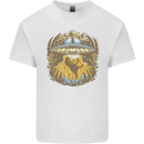 Dinosaur Abduction Aliens UFO T-Rex Mens Cotton T-Shirt Tee Top White