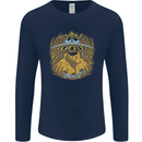 Dinosaur Abduction Aliens UFO T-Rex Mens Long Sleeve T-Shirt Navy Blue