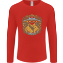 Dinosaur Abduction Aliens UFO T-Rex Mens Long Sleeve T-Shirt Red