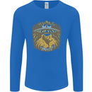 Dinosaur Abduction Aliens UFO T-Rex Mens Long Sleeve T-Shirt Royal Blue