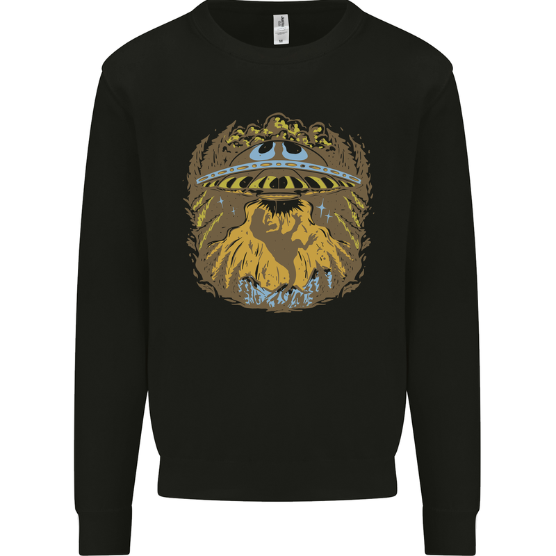 Dinosaur Abduction Aliens UFO T-Rex Mens Sweatshirt Jumper Black
