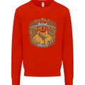 Dinosaur Abduction Aliens UFO T-Rex Mens Sweatshirt Jumper Bright Red