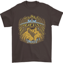 Dinosaur Abduction Aliens UFO T-Rex Mens T-Shirt 100% Cotton Dark Chocolate