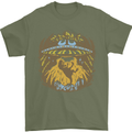 Dinosaur Abduction Aliens UFO T-Rex Mens T-Shirt 100% Cotton Military Green