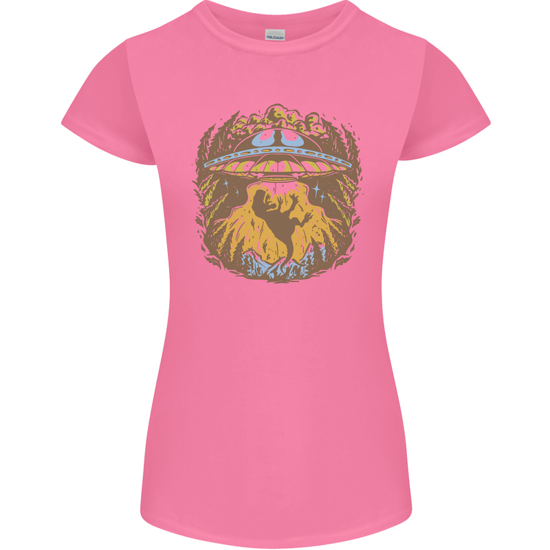 Dinosaur Abduction Aliens UFO T-Rex Womens Petite Cut T-Shirt Azalea