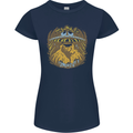 Dinosaur Abduction Aliens UFO T-Rex Womens Petite Cut T-Shirt Navy Blue