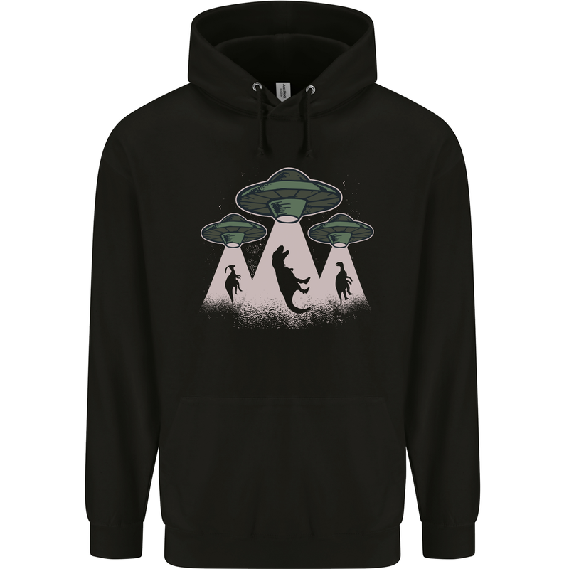 Dinosaur Abduction Funny Alien T-Rex UFO Childrens Kids Hoodie Black