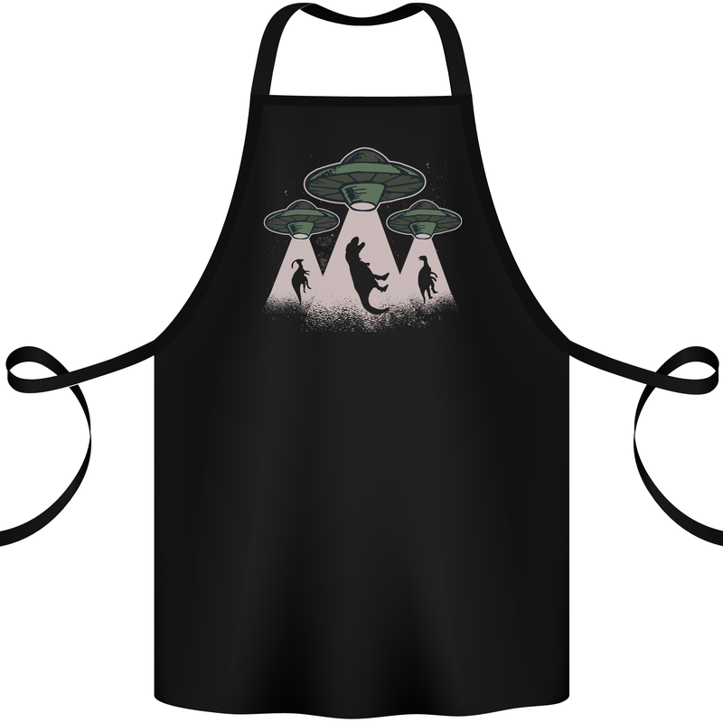 Dinosaur Abduction Funny Alien T-Rex UFO Cotton Apron 100% Organic Black