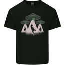Dinosaur Abduction Funny Alien T-Rex UFO Mens Cotton T-Shirt Tee Top Black