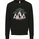 Dinosaur Abduction Funny Alien T-Rex UFO Mens Sweatshirt Jumper Black