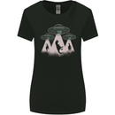 Dinosaur Abduction Funny Alien T-Rex UFO Womens Wider Cut T-Shirt Black