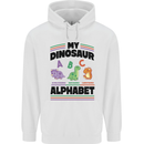 Dinosaur Alphabet Achelousaurus Barosaurus Mens 80% Cotton Hoodie White