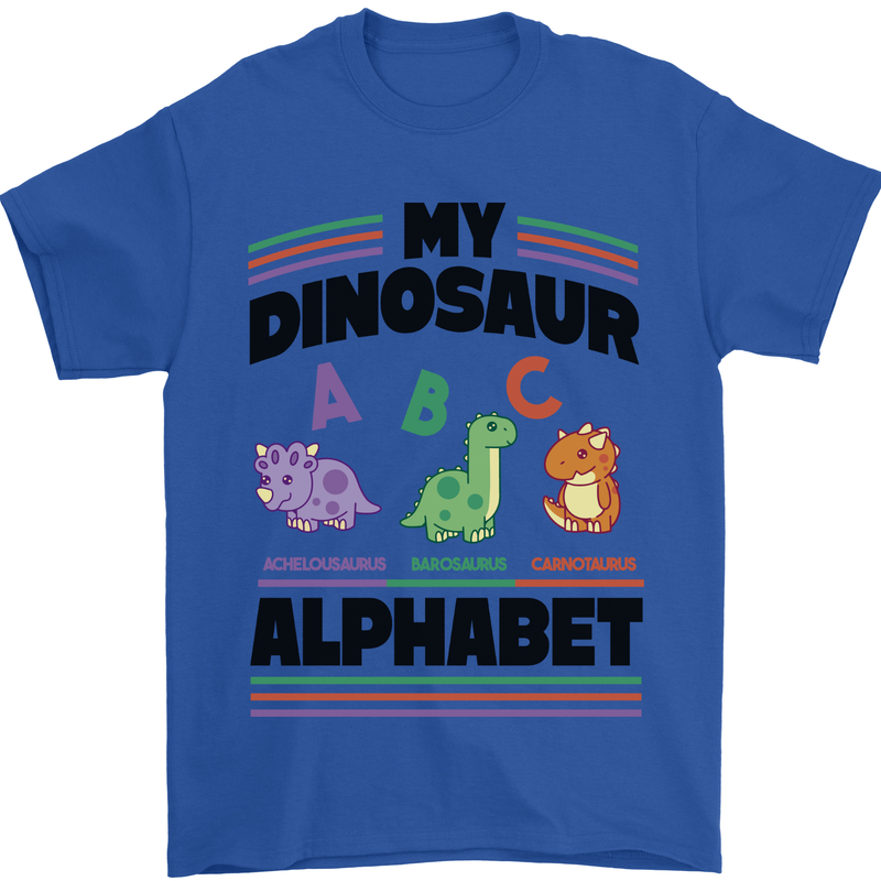 Dinosaur Alphabet Achelousaurus Barosaurus Mens T-Shirt 100% Cotton Royal Blue