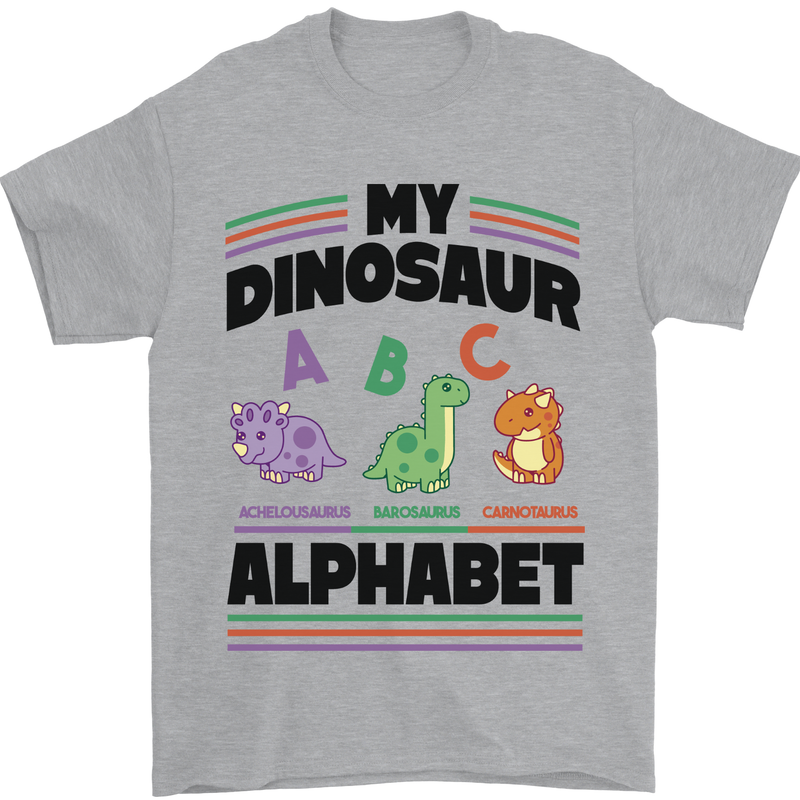 Dinosaur Alphabet Achelousaurus Barosaurus Mens T-Shirt 100% Cotton Sports Grey