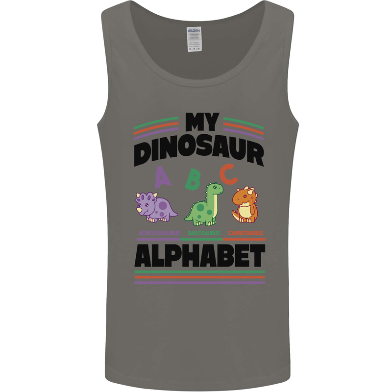 Dinosaur Alphabet Achelousaurus Barosaurus Mens Vest Tank Top Charcoal