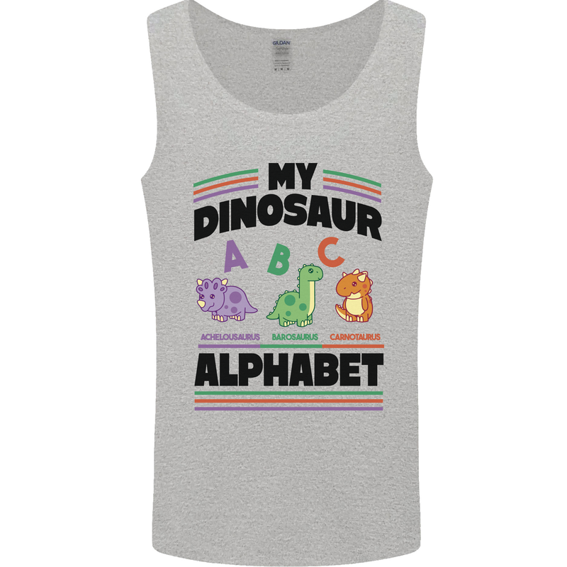 Dinosaur Alphabet Achelousaurus Barosaurus Mens Vest Tank Top Sports Grey