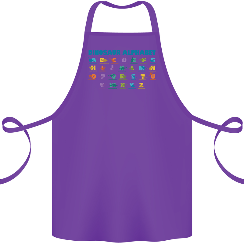 Dinosaur Alphabet T-Rex Velociraptor Cotton Apron 100% Organic Purple