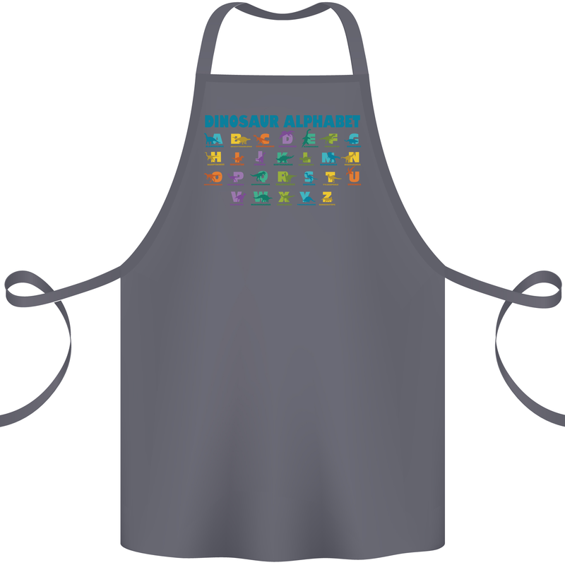 Dinosaur Alphabet T-Rex Velociraptor Cotton Apron 100% Organic Steel