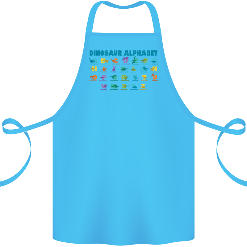 Dinosaur Alphabet T-Rex Velociraptor Cotton Apron 100% Organic Turquoise
