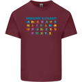 Dinosaur Alphabet T-Rex Velociraptor Mens Cotton T-Shirt Tee Top Maroon