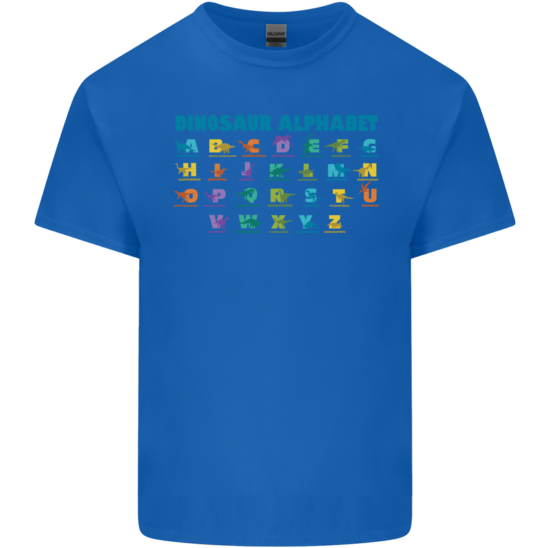 Dinosaur Alphabet T-Rex Velociraptor Mens Cotton T-Shirt Tee Top Royal Blue